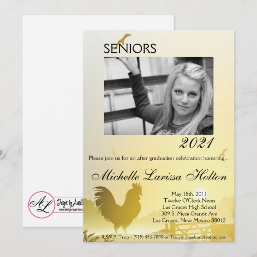 5x7 foto afstudeerfeest uitnodiging zonnige ochten (Voorkant / Achterkant)