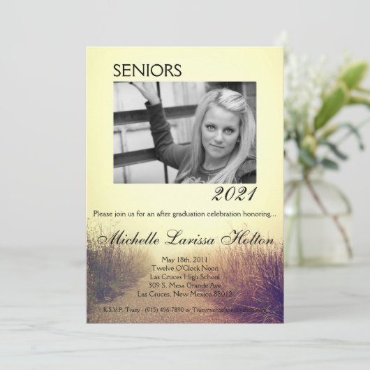 5x7 foto afstudeerfeest uitnodiging zonsopgang pad (Staand voorkant)