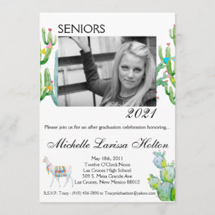 5x7 Foto Afstuderen Party Uitnodiging Boho Llama B