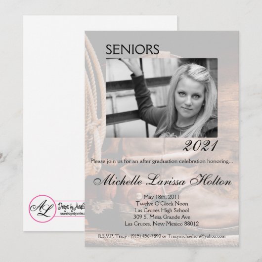 5x7 Foto Afstuderen Party Uitnodiging Cowboy Boots (Voorkant / Achterkant)