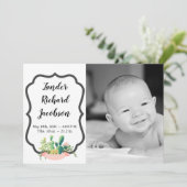 5x7 Foto Birth Announement Army Bohemian Cactus Aankondiging (Staand voorkant)