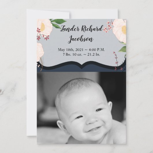 5x7 foto geboorte aankondiging leger Baby roze kos (Voorkant)