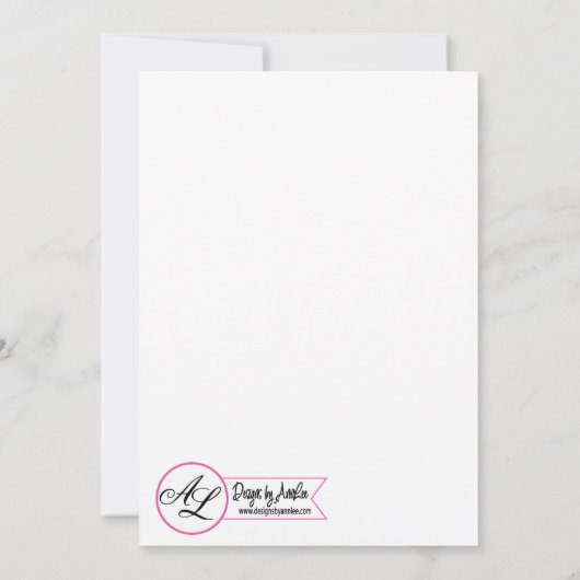 5x7 foto geboorte aankondiging leger Baby roze kos (Achterkant)