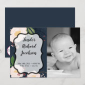 5x7 foto geboorte aankondiging leger Baby roze kos (Voorkant / Achterkant)