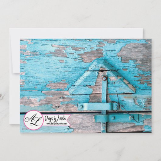 5x7 Foto Geboorte Aankondiging Leger Blauw Houten  (Achterkant)