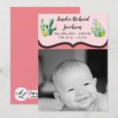 5x7 Foto Geboorte Aankondiging Leger Boheemse Cact (Voorkant / Achterkant)