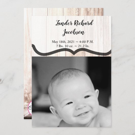 5x7 Foto Geboorte Aankondiging Leger laarzen land  (Voorkant / Achterkant)