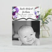 5x7 Foto Geboorte Aankondiging Leger Lavendel Hibi (Staand voorkant)