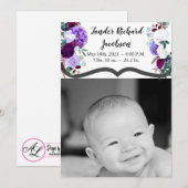 5x7 Foto Geboorte Aankondiging Leger Lavendel Hibi (Voorkant / Achterkant)