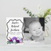 5x7 Foto Geboorte Aankondiging Leger Lavendel Hibi (Staand voorkant)