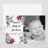 5x7 foto geboorte aankondiging leger tropische blo (Voorkant / Achterkant)