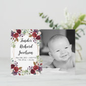 5x7 foto geboorte aankondiging leger wit rozen gou (Staand voorkant)