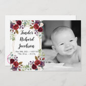 5x7 foto geboorte aankondiging leger wit rozen gou (Voorkant / Achterkant)