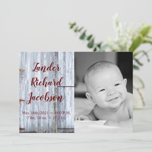5x7 foto geboorte aankondiging leger wit wassen ho (Staand voorkant)