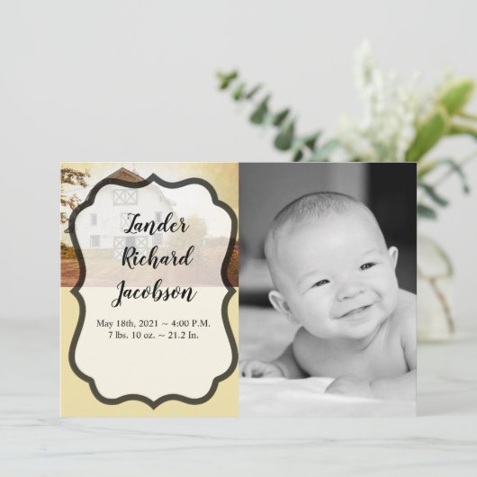 5x7 Foto Geboorte Aankondiging Leger Zonsondergang (Staand voorkant)