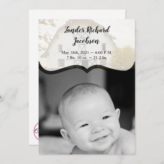 5x7 Foto Geboorte Aankondiging Leger Zonsondergang (Voorkant / Achterkant)