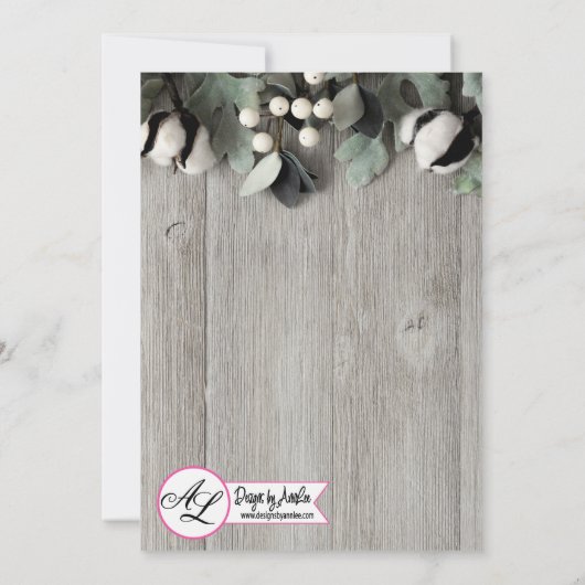 5x7 Foto Geboorte Aankondiging Legerkatoen plant b (Achterkant)