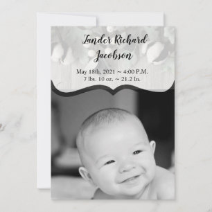 5x7 Foto Geboorte Aankondiging Legerkatoen plant b