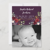 5x7 Foto Geboorte Aankondiging Legerpruim Paarse R (Voorkant)