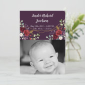 5x7 Foto Geboorte Aankondiging Legerpruim Paarse R (Staand voorkant)