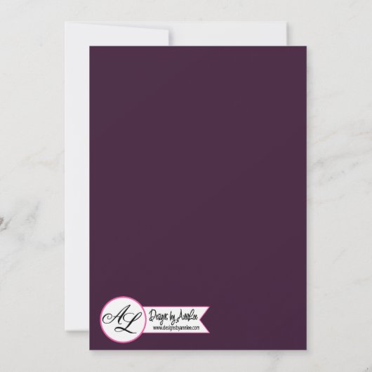 5x7 Foto Geboorte Aankondiging Legerpruim Paarse R (Achterkant)