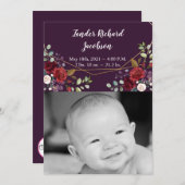 5x7 Foto Geboorte Aankondiging Legerpruim Paarse R (Voorkant / Achterkant)