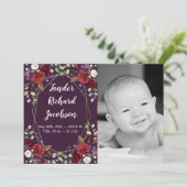 5x7 Foto Geboorte Aankondiging Legerpruim Paarse R (Staand voorkant)