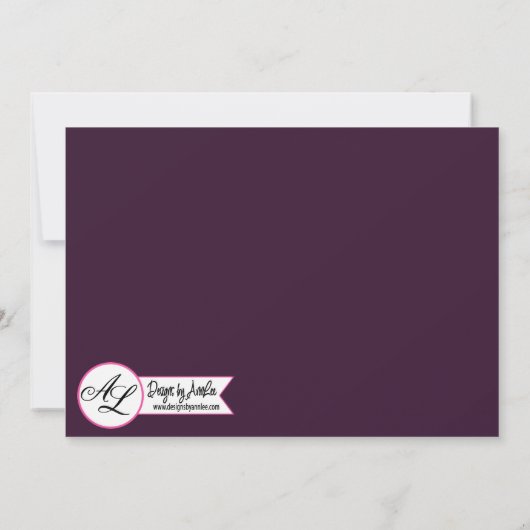 5x7 Foto Geboorte Aankondiging Legerpruim Paarse R (Achterkant)