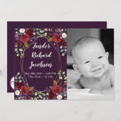 5x7 Foto Geboorte Aankondiging Legerpruim Paarse R (Voorkant / Achterkant)