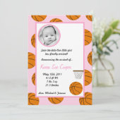 5x7 FOTO Sport Basketbal Geboorteaankondiging Aankondiging (Staand voorkant)
