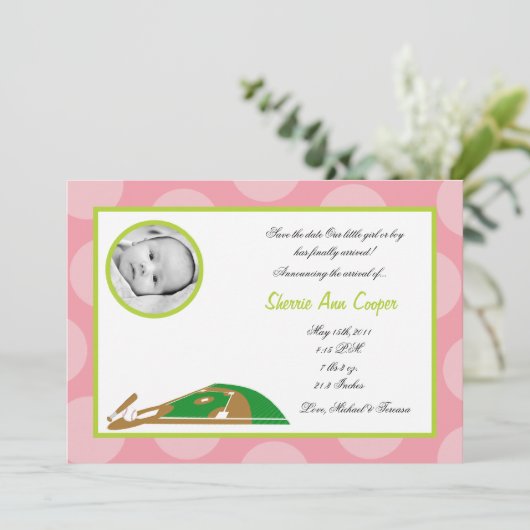 5x7 FOTO Sport Zachte bal Geboorteaankondiging Kaart (Staand voorkant)