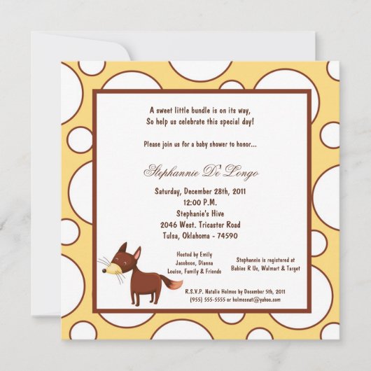5x7 Fox Pok-a-Dot Baby shower Kaart (Voorkant)