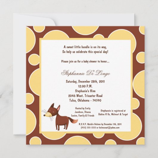 5x7 Fox Pok-a-Dot Baby shower Kaart (Voorkant)