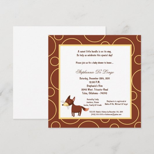 5x7 Fox Pok-a-Dot Baby shower Kaart (Voorkant / Achterkant)