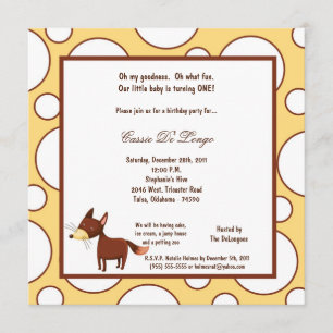 5x7 Fox Pok-a-Dot Birthday Party Invite Kaart