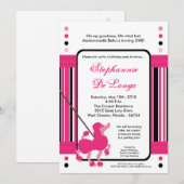 5x7 Franse roze poedel verjaardagsfeestje uitnodig Kaart (Voorkant / Achterkant)