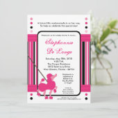 5x7 Franse Roze Rodle Baby shower Uitnodiging (Staand voorkant)