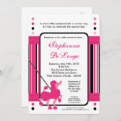 5x7 Franse Roze Rodle Baby shower Uitnodiging (Voorkant / Achterkant)