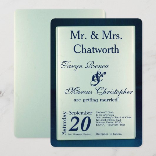 5x7 Frosted Glass Mirror Moderne bruiloft uitnodig Kaart (Voorkant / Achterkant)