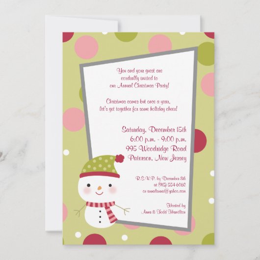 5x7 Frosty Snowman Polka Dot BG Uitnodiging (Voorkant)