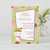 5x7 Frosty Snowman Polka Dot BG Uitnodiging (Staand voorkant)