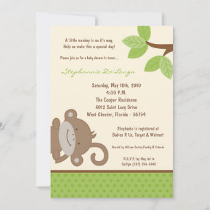 5x7 Funky Monkey Oerwoud Zoo Baby shower Uitnodigi Kaart