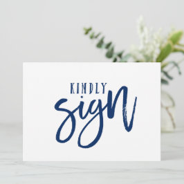 5X7 Gastboek Bord | Borstel Calligrafie (Marinebla
