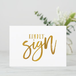 5X7 Gastboek Bord | Borstel Schrift-Valse Goud Fol
