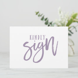 5X7 gastboek bord | Borstelcalligrafie (Lavendel)