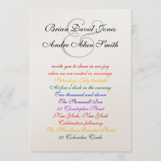 5x7 Gay Wedding Rainbow LGBT Pride Metallic Kaart