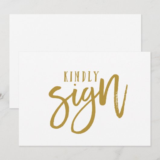 5X7 gebarenteken voor gastboeken | Penseelscript ( (Voorkant / Achterkant)