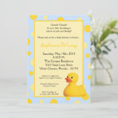 5x7 gele blu Rubber Ducky Baby shower Uitnodiging (Staand voorkant)