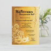 5x7 gele maskerade Halloween bal uitnodiging (Staand voorkant)