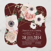 5x7 Geometric Garden Roos Wine Weddenschap Kaart (Voorkant / Achterkant)